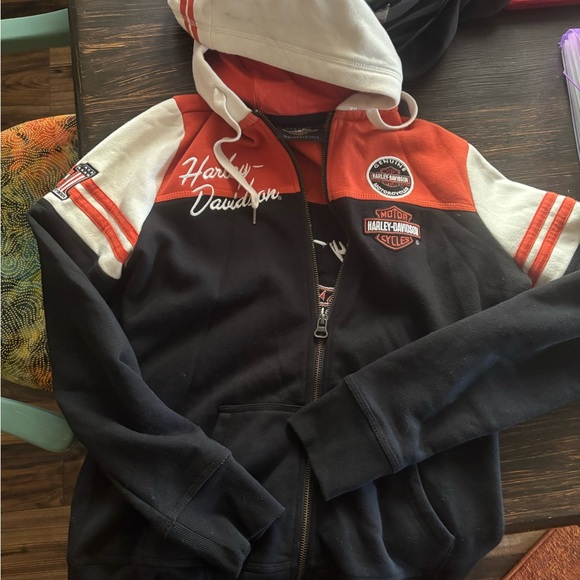 Harley-Davidson Jackets & Blazers - Harley-Davidson Black and Orange Hoodie